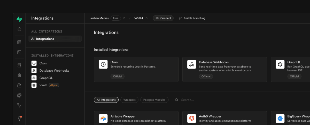 supabase-integrations-page